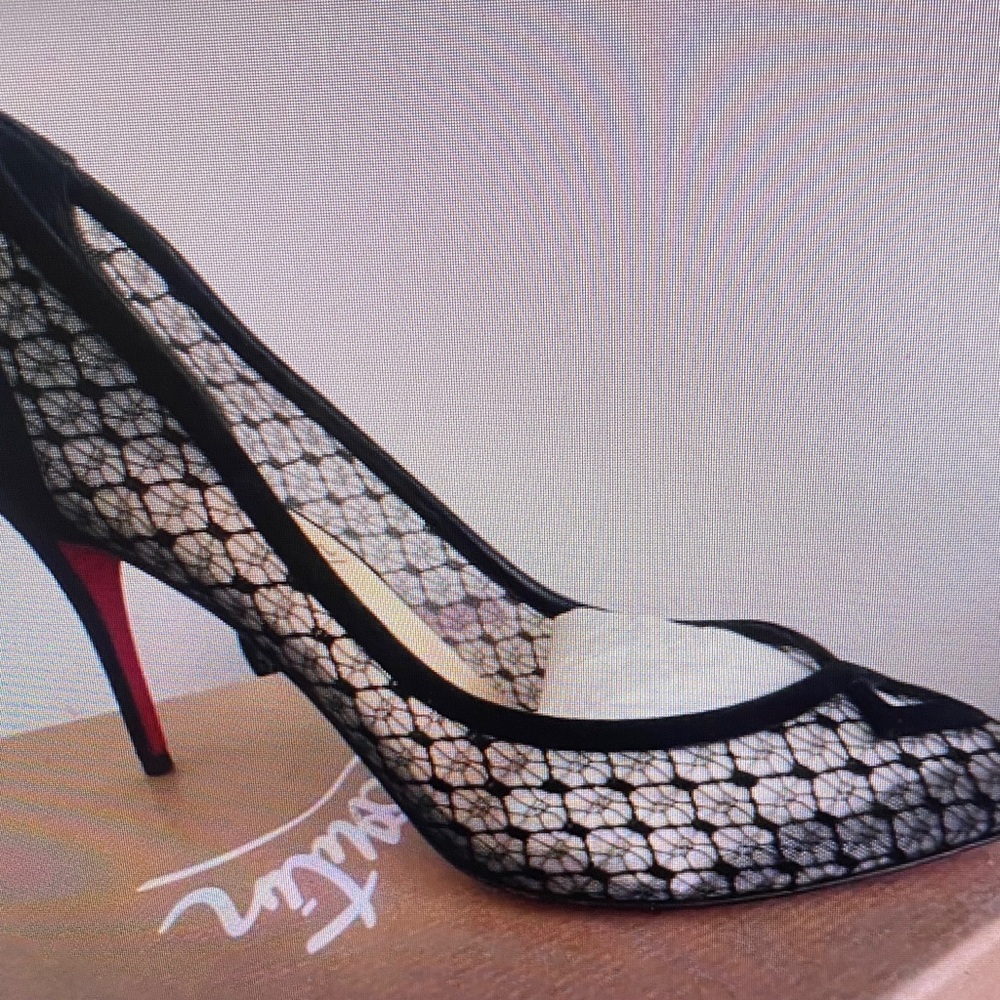 J. Crew Black and Red Lace Heels